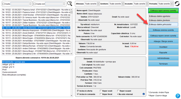 It's easy! Aplicatie / program pentru gestiunea clientilor, ofertelor si comenzilor unui magazin de piese auto fizic, online și dezmembrări