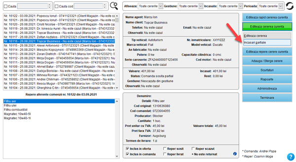 It's easy! Aplicatie / program pentru gestiunea clientilor, ofertelor si comenzilor unui magazin de piese auto fizic, online și dezmembrări