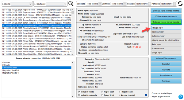 It's easy! Aplicatie / program pentru gestiunea clientilor, ofertelor si comenzilor unui magazin de piese auto fizic, online și dezmembrări