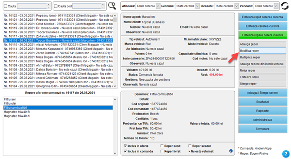 It's easy! Aplicatie / program pentru gestiunea clientilor, ofertelor si comenzilor unui magazin de piese auto fizic, online și dezmembrări