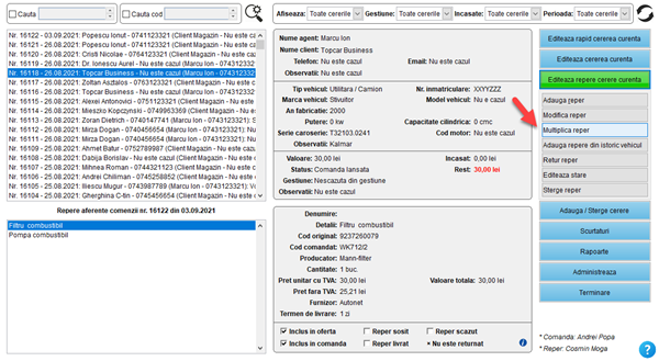 It's easy! Aplicatie / program pentru gestiunea clientilor, ofertelor si comenzilor unui magazin de piese auto fizic, online și dezmembrări