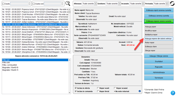 It's easy! Aplicatie / program pentru gestiunea clientilor, ofertelor si comenzilor unui magazin de piese auto fizic, online și dezmembrări