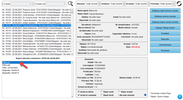 It's easy! Aplicatie / program pentru gestiunea clientilor, ofertelor si comenzilor unui magazin de piese auto online și dezmembrări