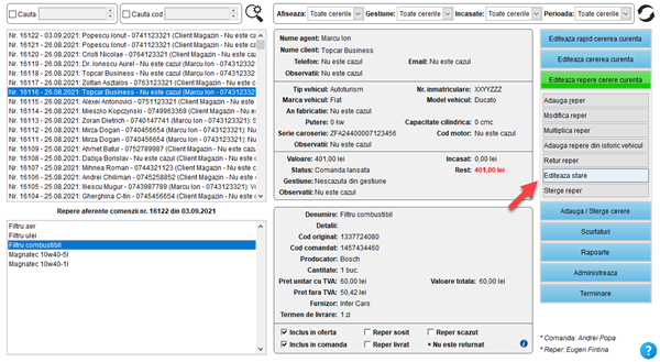 It's easy! Aplicatie / program pentru gestiunea clientilor, ofertelor si comenzilor unui magazin de piese auto fizic, online și dezmembrări