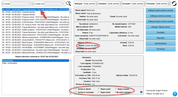 It's easy! Aplicatie / program pentru gestiunea clientilor, ofertelor si comenzilor unui magazin de piese auto fizic, online și dezmembrări