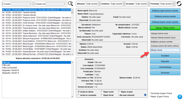 It's easy! Aplicatie / program pentru gestiunea clientilor, ofertelor si comenzilor unui magazin de piese auto fizic, online și dezmembrări