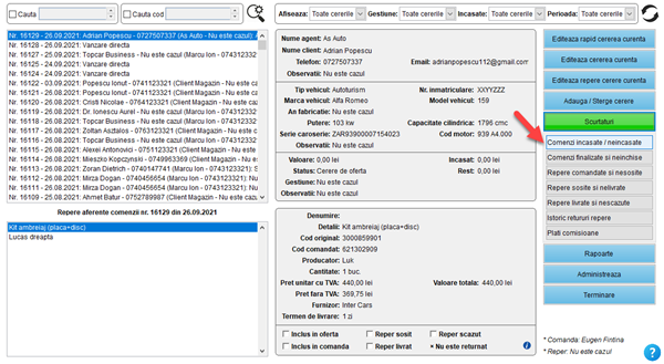 It's easy! Aplicatie / program pentru gestiunea clientilor, ofertelor si comenzilor unui magazin de piese auto fizic, online și dezmembrări