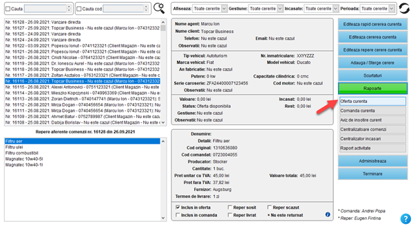 It's easy! Aplicatie / program pentru gestiunea clientilor, ofertelor si comenzilor unui magazin de piese auto fizic, online și dezmembrări