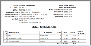 Tipărire ofertă magazin piese auto, online sau dezmembrări