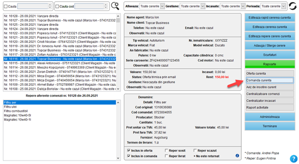 It's easy! Aplicatie / program pentru gestiunea clientilor, ofertelor si comenzilor unui magazin de piese auto fizic, online și dezmembrări