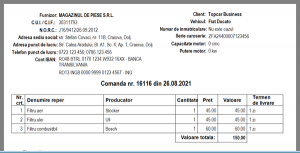 Tipărire comandă magazin piese auto, online sau dezmembrări