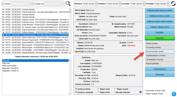 It's easy! Aplicatie / program pentru gestiunea clientilor, ofertelor si comenzilor unui magazin de piese auto fizic, online și dezmembrări