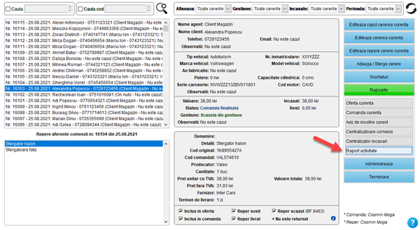 It's easy! Aplicatie / program pentru gestiunea clientilor, ofertelor si comenzilor unui magazin de piese auto fizic, online și dezmembrări