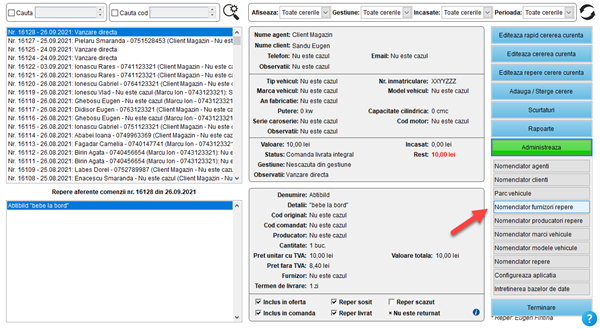 It's easy! Aplicatie / program pentru gestiunea clientilor, ofertelor si comenzilor unui magazin de piese auto fizic, online și dezmembrări