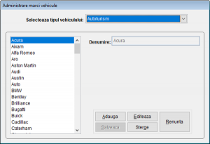 Administrare mărci auto magazin piese auto, online sau dezmembrări
