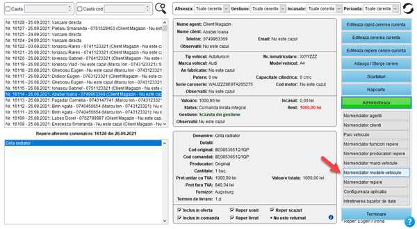 It's easy! Aplicatie / program pentru gestiunea clientilor, ofertelor si comenzilor unui magazin de piese auto fizic, online și dezmembrări